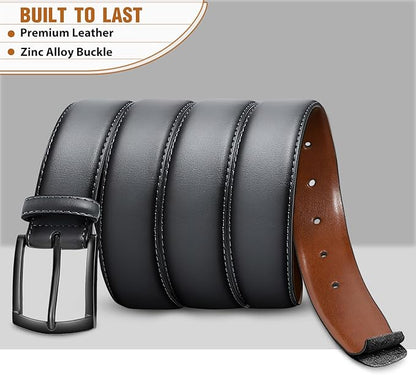 Men's Belt Genuine Leather Belt for Men Dress Casual Golf Jeans Pants 1 3/8"
