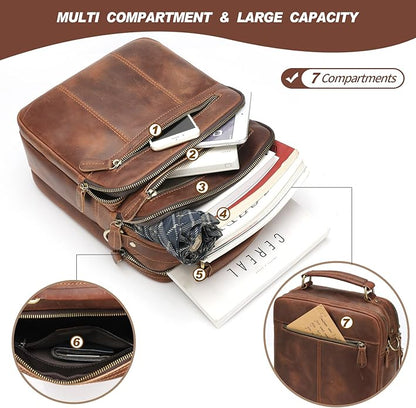 Jack&Chris Leather Messenger Bag for Men, Man Purse Crossbody Bags for Work Business