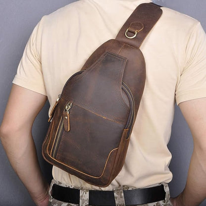 Le'aokuu Men Fashion Casual Tea Designer Travel Hiking Crossbody Chest Sling Bag Rig One Shoulder Strap Bag Men Leather 8015 | Fashion, Casual, Tea, Designer, Travel, Hiking