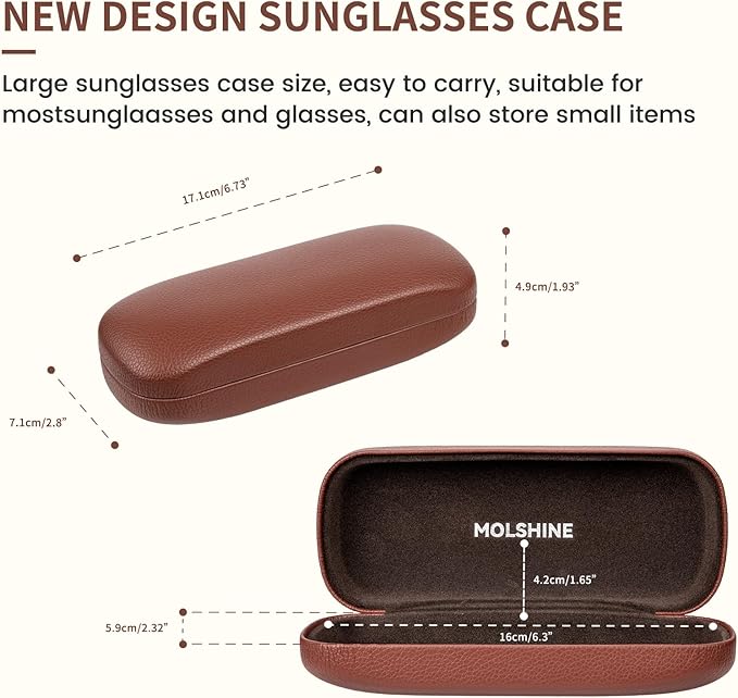 molshine Hard Shell Sunglasses Case, Classic Large Glasses Case for Women Men, Sunglass Eyeglasses