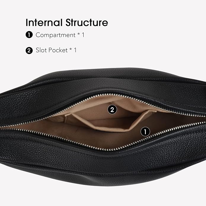 DONNAIN Genuine Leather Sling Bags Crossbody Women, Minimalist Style Casual Chest Bags with Wide Strap
