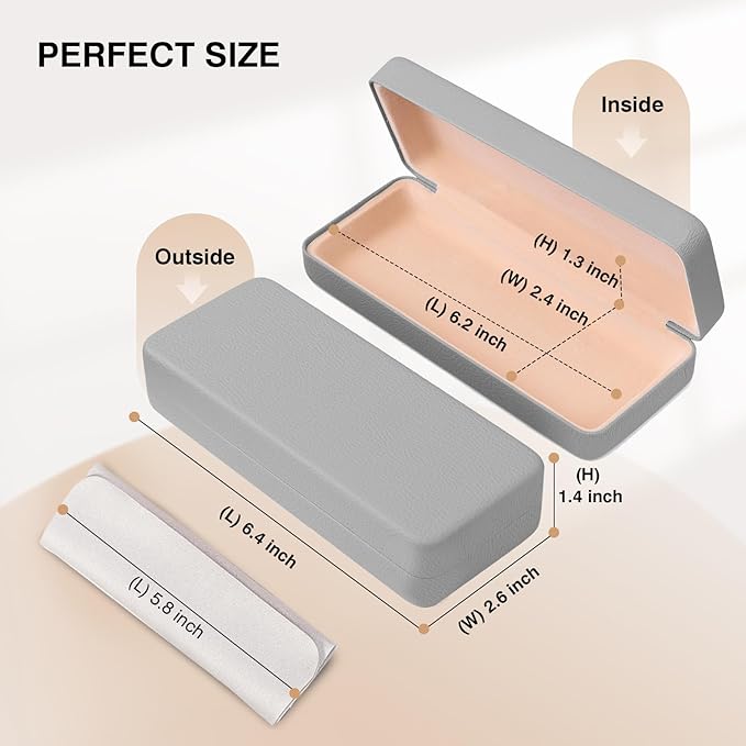 Marvolia Glasses Case Hard Shell Square Large Eyeglasses Case PU Leather Protective Case for Sunglasses Eyeglasses