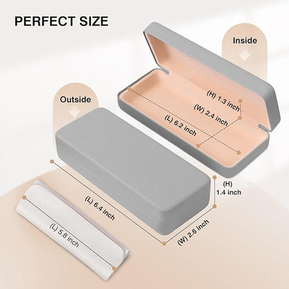 Marvolia Glasses Case Hard Shell Square Large Eyeglasses Case PU Leather Protective Case for Sunglasses Eyeglasses
