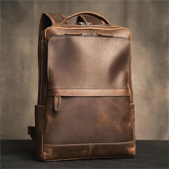 Leather Backpack Leather Backpack Men's Travel Business Bag Laptop School For 15.6 Inch