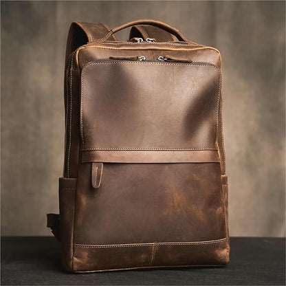 Leather Backpack Leather Backpack Men's Travel Business Bag Laptop School For 15.6 Inch
