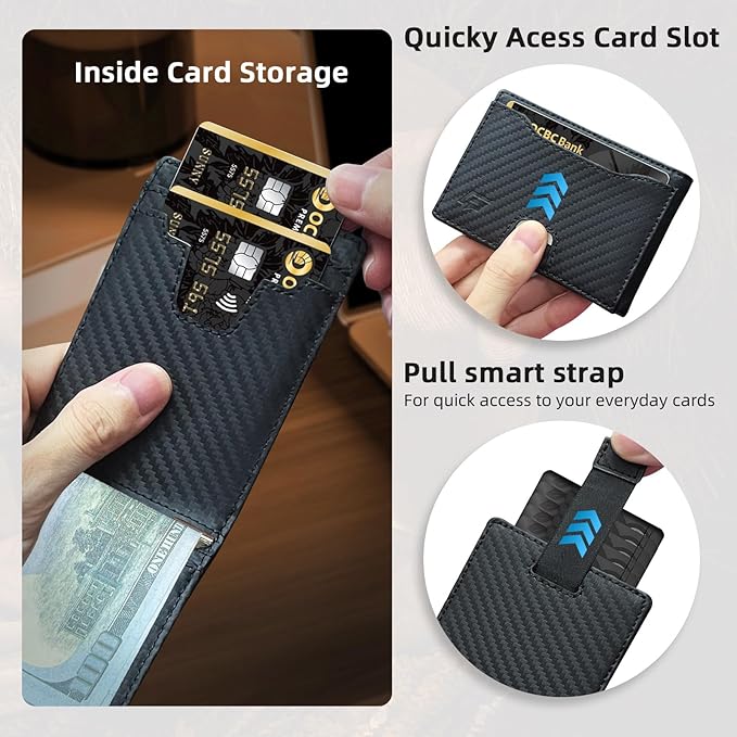 Slim Minimalist Wallet for Men- Money Clip Wallet | Bifold Men Wallets | RFID Blocking Wallet | Genuine Leather Wallets for Men | 12 Card Holder Mens Wallet | Mens Front Pocket wallet