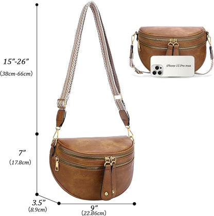 KKXIU Crossbody Sling Bag for Women Trendy Fanny Pack Vegan Leather Chest Bag | Trendy