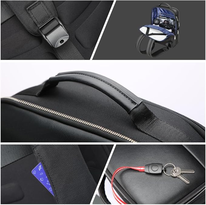 BOPai Laptop Backpack Men for 15.6 inch Business Smart Professional Lightweight Backpack with USB Charging Office Commuter Computer Rucksack Executive Anti Theft Black