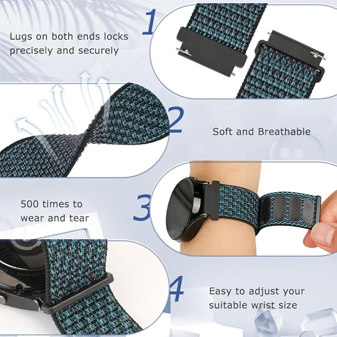 19mm Nylon Sport Quick Release Watch Bands Compatible with GRV FC1/FC5/Willful/YAMAY/Letsfit/LETSCOM/TEMINICE/LIFEBEE/Lintelek ID205 ID205L ID205G ID205S ID205U/Blackview Band for Women Men