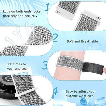 18mm Nylon Sport Quick Release Watch Bands Compatible with Garmin Venu 4 41mm/3S 41mm/Venu 2S/Vivoactive 4S/Vivomove 3S/Active S/Forerunner 265S(42mm)/255S/Fossil Women's Gen 6 42mm/5E 42mm Women Men
