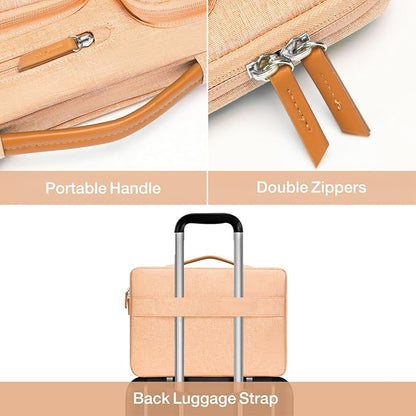 MOSISO 360 Protective Laptop Case 13.3 inch, 13-13.3 inch Laptop Sleeve Compatible with MacBook Air/Pro 13 / Pro 14,HP Dell Acer ASUS,Side Open Carrying Case with 4 Zipper Pockets&Handle, Peach Fuzz