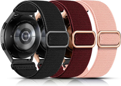 Lerobo Elastic Bands Compatible with Samsung Galaxy Watch 8 7 6 5 4 40mm 44mm/Galaxy Watch 8 Classic 6 4 Classic 43mm 47mm 42mm 46mm/5 Pro Band 45mm/Active 2,3 Pack 20mm Adjustable Nylon Sport Band