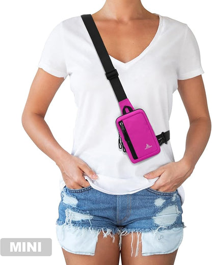 Peicees Small Crossbody Bag for Men Women Mini Sling Bag Travel Running Phone Daypack Cross Body Shoulder Bags, 2 Sizes, Mini Rose