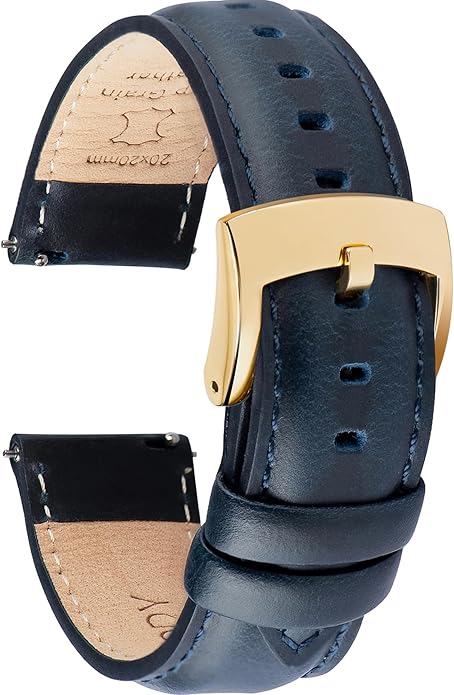 OTTOODY Leather Watch Bands Quick Release, Elegant Top Grain Leather Watch Straps for Men & Women, Choice of Color & Width - 18mm, 19mm, 20mm, 21mm or 22mm Wristbands Bracelet for Watch & Smartwatch