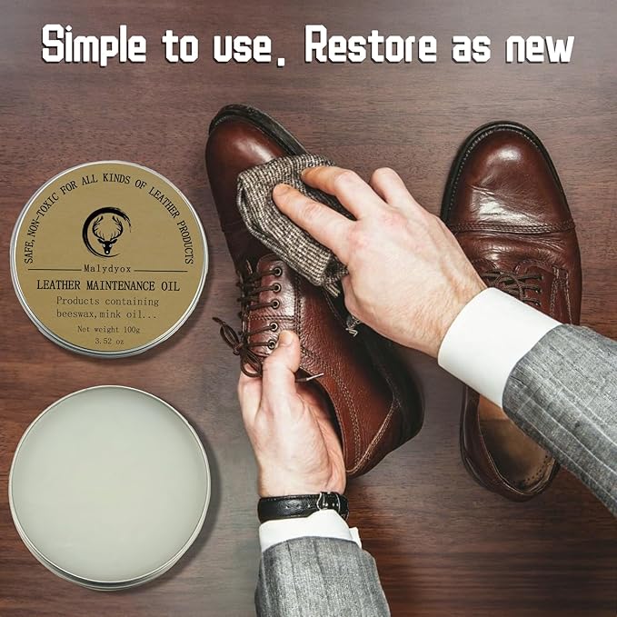 Malydyox 10oz Leather Recoloring Blam with 3.52oz Mink Oil, Leather Repair Kit for Furniture, Leather Couches Restorer, Leather Couch Repair, Leather Conditioner for Couch (Dark Brown)