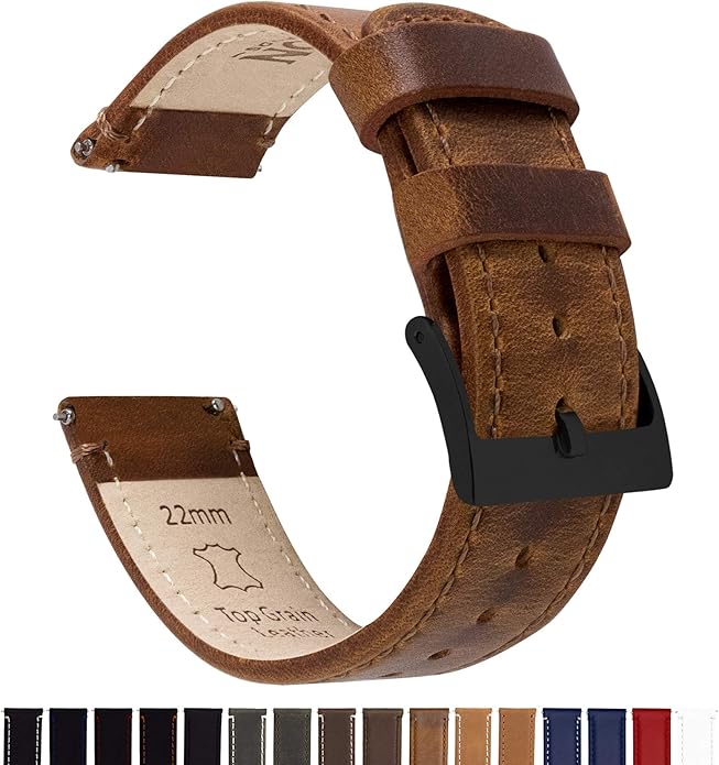 BARTON WATCH BANDS - Top Grain Leather Watch Bands Compatible with Apple Watch Models - 1, 2, 3, 4, 5, 6, 7, 8, 9, 10, SE, Ultra & Ultra 2