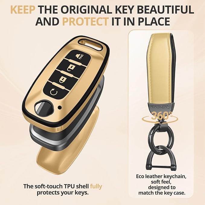 For Nissan Key Fob Cover Accessories- Matte TPU Key Fob Cover with Leather Keychain for 2023 2024 2025 2026 Rogue Pathfinder Versa 2025 2026 Sentra Patrol Armada Smart and More