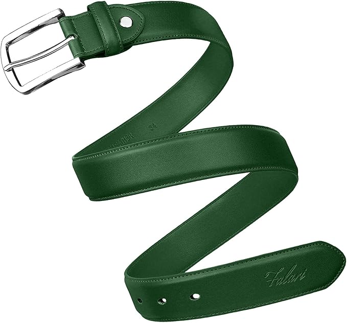 Falari Men Genuine Leather Casual Dress Belt With Single Prong Buckle, Classic Style Belt