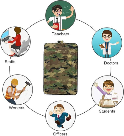 Badge Holder, Army Camouflage PU Leather School College Business ID Badge Card Holder Wallet Case with 1 Clear Window, 2 Credit Card Slots and Detachable Neck Lanyard - Vertical