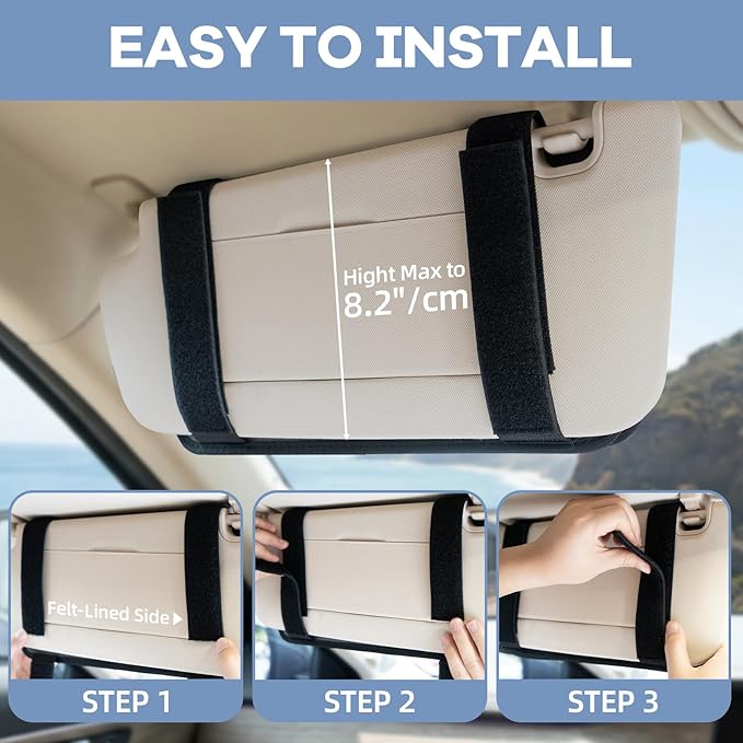 TICARVE Car Sun Visor Organizer, Multi-Pocket Visor Organizer Storage Pouch, Heavy Duty Molle Panel with Double Zippers, Elastic Bands & Glasses Clip, Tactical Storage Pouch for Cars, SUVs, Trucks