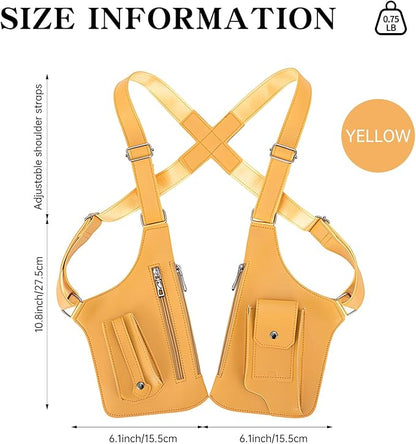 Double Shoulder Armpit Bag for Men, Anti-Theft Underarm Shoulder Holster Bag with Adjustable Strap, Hidden Phone Wallet Pocket for Travel & Daily Commute (Yellow)