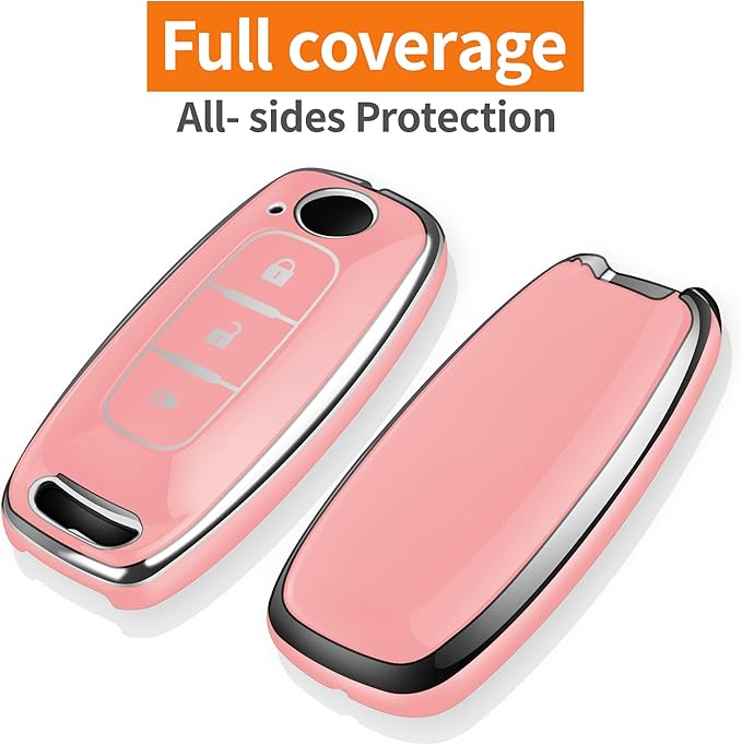 Sindeda for Nissan Key Fob Cover with Keychain Soft Full Protection Key Shell Key Case Compatible with 2023 2024 2025 Pathfinder Kicks Rouge(Chalk Pink, 3 Buttons)