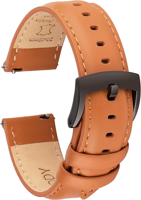OTTOODY Leather Watch Bands Quick Release, Elegant Top Grain Leather Watch Straps for Men & Women, Choice of Color & Width - 18mm, 19mm, 20mm, 21mm or 22mm Wristbands Bracelet for Watch & Smartwatch