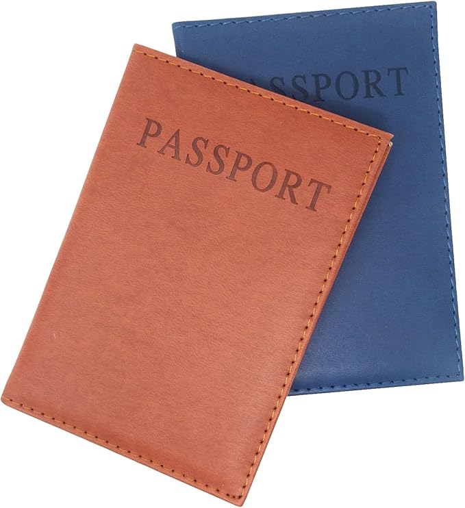 Honbay 2PCS Artificial Leather Passport Holder Cover Passport Case for Men and Women