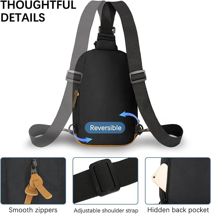 Goloni Sling Bag for Men Women, Crossbody Shoulder Bag with Multiple Pockets, Lightweight Casual Daypack for Travel