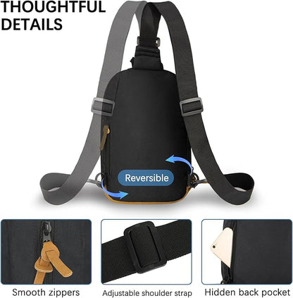 Goloni Sling Bag for Men Women, Crossbody Shoulder Bag with Multiple Pockets, Lightweight Casual Daypack for Travel
