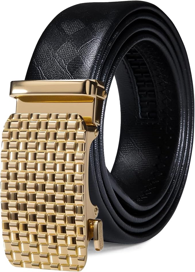 Barry.Wang Mens Belts Leather Ratchet Automatic Buckle Slide Click 1 3/8" Designer Dress Fashion Classic Casual Work Business