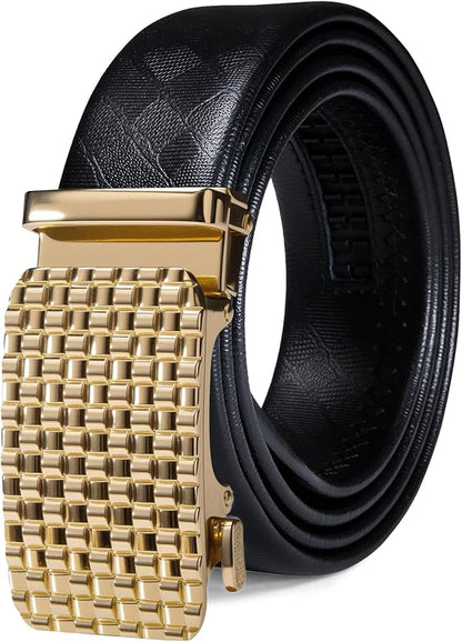 Barry.Wang Mens Belts Leather Ratchet Automatic Buckle Slide Click 1 3/8" Designer Dress Fashion Classic Casual Work Business