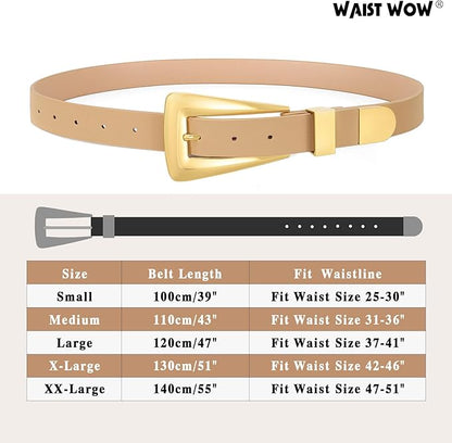 Women's Leather Belts for Jeans Pants Fashion Leather Waist Belt Ladies Dress Belts with Gold/Silver Buckle