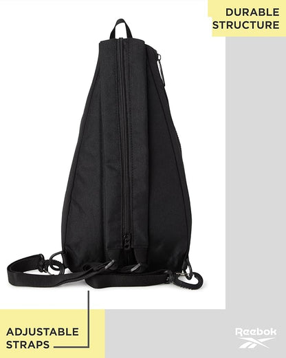 Reebok Unisex Crossbody Sling Bags – Compact Convertible Strap Cross Body Bag Travel Sling Bag - Gym & Travel Essential, Maeve Black