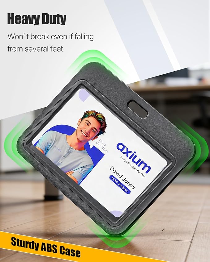 Uniclife 3 Pack Sliding ID Badge Holder Black Horizontal Hard Plastic Case with Clear Window Card Protector Pouch for Office School ID Credit Cards Proximity Key Cards Driver’s Licenses and Passes