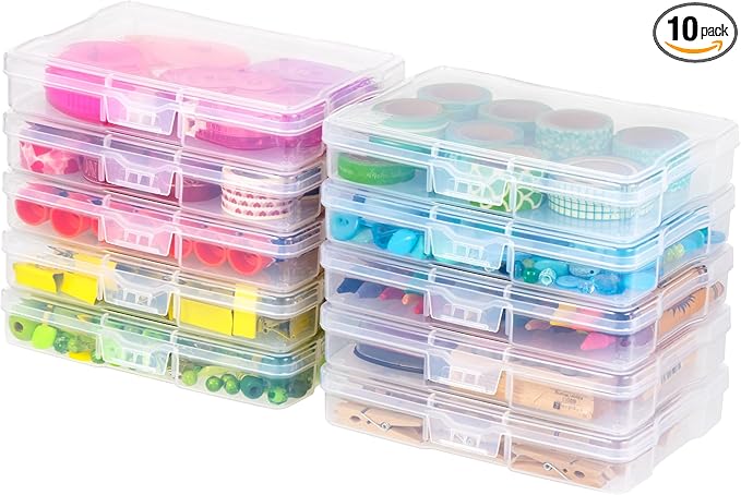 IRIS USA 4" x 6" |Made in USA| 10-Pack Photo Storage Box Organizer Containers for Pictures, Tasks, Stickers, Ephemera, & Flashcards - Clear