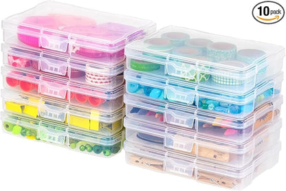 IRIS USA 4" x 6" |Made in USA| 10-Pack Photo Storage Box Organizer Containers for Pictures, Tasks, Stickers, Ephemera, & Flashcards - Clear