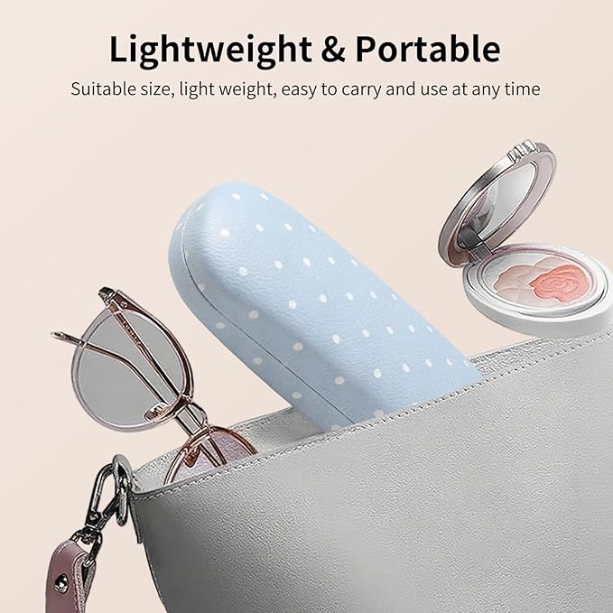 Glasses Case Hard, Cute Sunglasses Case for Women Leather Protective Case for Eyeglass with Cleaning Cloth