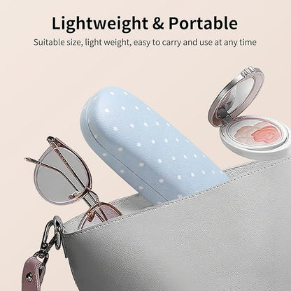 Glasses Case Hard, Cute Sunglasses Case for Women Leather Protective Case for Eyeglass with Cleaning Cloth