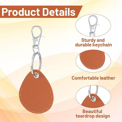 6pcs Key Fob Covers,PU Leather Key Fob, Leather Keys Holder with Keys Carabiner Clip, for RFID Keyfob Token Tag Door Entry Access Control, Black, White, Brown