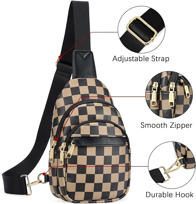 BOSTANTEN Small Sling Bag for Women Leather Crossbody Bags Fanny Pack Chest Bag for Travel