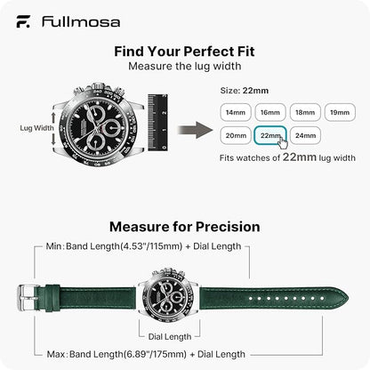 Fullmosa Watch Band, Quick Release Leather Watch Strap for Men Women, Replacement Bands Width 12mm 14mm 16mm 18mm 19mm 20mm 21mm 22mm 24mm