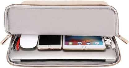 MOSISO Laptop Sleeve Bag 16 inch Compatible with MacBook Air 15 inch 2026-2023 M4 M3 M2/Pro 16 inch 2026-2019 M4 M3 M2 M1, 15-15.6 inch Notebook, PU Leather Padded Bag Waterproof Case, Apricot