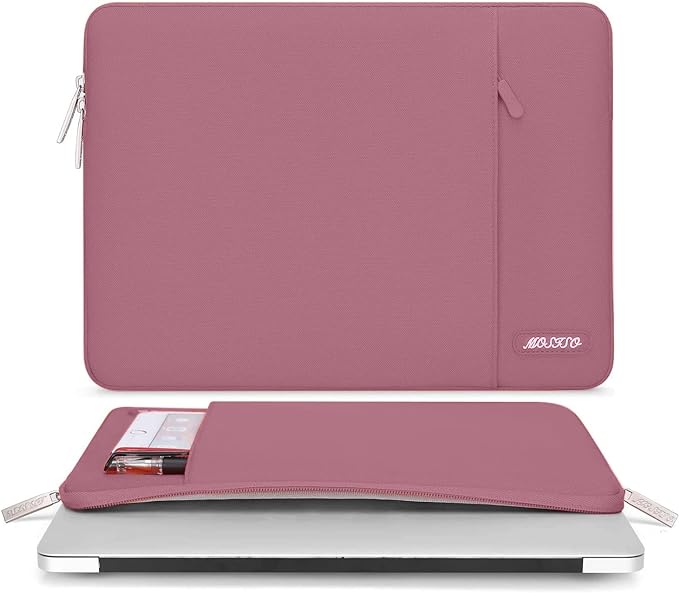 MOSISO Laptop Case 16 inch, 15-15.6 inch Laptop Sleeve Compatible with MacBook Pro 16 M5 M4 M3 M2 M1, HP Acer Dell Lenovo ASUS, Polyester Vertical Computer Sleeve Bag with Pocket, Dusty Rose