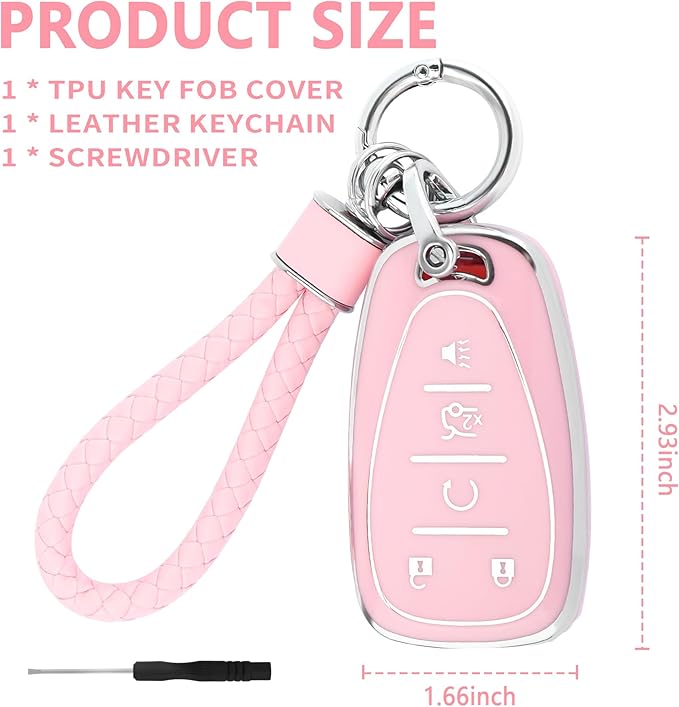 carleef Remote Key Fob Cover with Key Chain,TPU Car Key Cover for All Around Protection,Key Fob Protector Compatible with Chevroiet(for Chevroiet)