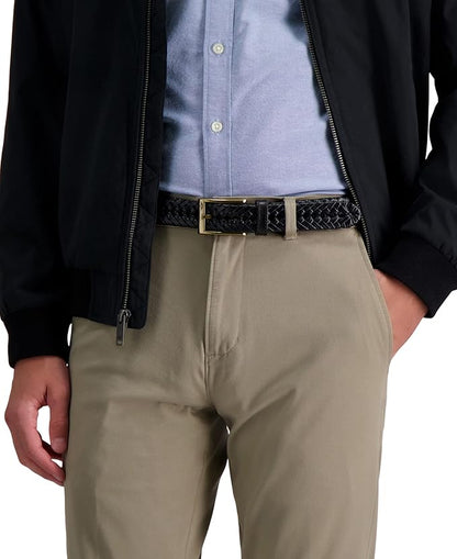 DOCKERS Men's Braided Leather Belt, Fully Adjustable Casual Strap for Everyday Wear