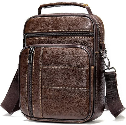 Hebetag Small Leather Sling Shoulder Bag Messenger Pack for Men Women Outdoor Travel Business