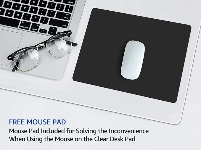 Clear Desk Pad Blotter on Top of Desks Office Table Protector Laptop Computer Keyboard Desktop Plastic PVC Transparent Non-Slip Desk Writing Mat Organizer Mouse Pad Included Waterproof 16 X 32 Inches
