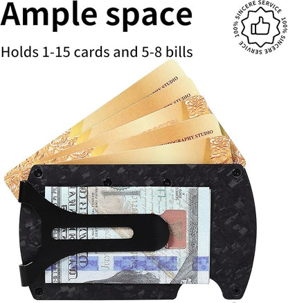 Slim Wallet for Men,RFID Blocking Minimalist Metal Wallet, Money Clip/Cash Holder, Front Pocket Aluminum Credit Card Holder, Ideal Gift for Men,Resin Black-Wood