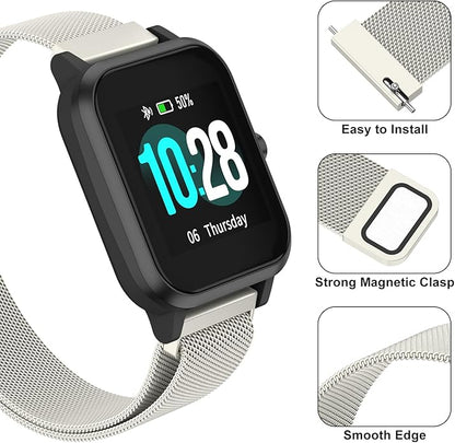 Vanjua 18mm 19mm 20mm 22mm Watch Band Quick Release Replacement Wristbands, Stainless Steel Metal Mesh Loop Adjustable Magnetic Replacement Straps Bands for Men Women